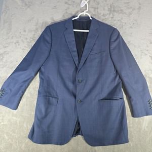 J. Hilburn Blue Wool Blazer‎ Classic Fit Two Button Sport Coat Size 43R